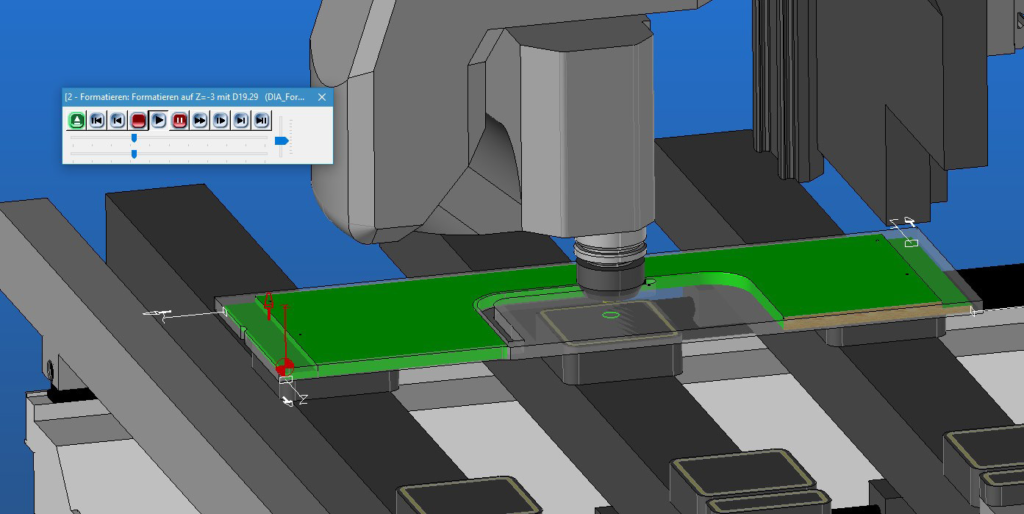virtuelle CNC bei der BEarbeitung eines Bauteils